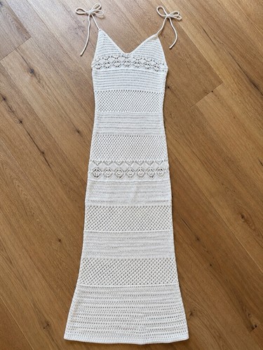White fox crochet maxi kleid - white,
