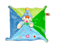 WIE NEU * NICOTOY Schmusetuch Schnuffeltuch Clown Harlekin Kasper blau grün rosa