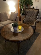 Chippendale Sessel Queen Anne Stil  + Couchtisch der Louis des XV Epoche / Antik