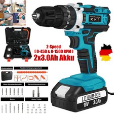 Akku Schlagbohrschrauber Set  21V Akkuschrauber Bohrmaschine mit 2x 3000mAh Akku