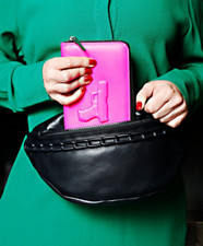 Vlieger & Vandam Gürteltasche mit Kettenprägung schwarz, Designer Bauchtasche