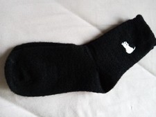 Kuschel Socken Gr. 37-39, schwarz m. Katze, Neu