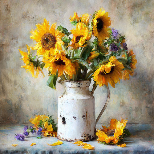 Wandbild sonnenblumen landhaus - sonnenblumen,