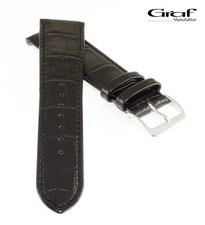 Graf Alligator Uhrenarmband Modell Nevada schwarz 17 mm, Handarbeit