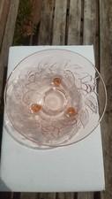 Glasschale Buntglas Obstschale 50er Anbietschale 3 Füsse rund pink bis orange