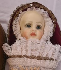 GROSSES FATSCHENKIND 44 cm WACHS JESUSKIND BAMBINO GESU in SPANSCHACHTEL 19. JHD