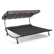 Leco Doppel-Sonnenliege "DAS ORIGINAL" mit verstellbarem Dach und Rollen anthraz