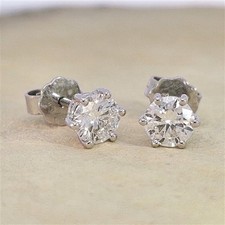 Brillant Diamant Ohrstecker Paar 750/- Weißgold 18 Karat Gold 1,27 Karat G/VS