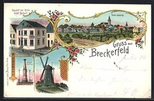 Lithographie Breckerfeld, Gasthof zur Krone v. Adolf Reibert, Windmühle, Kriege 