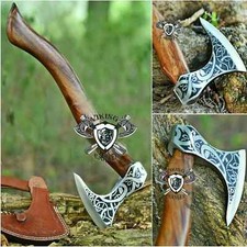 Handgefertigte Wikingeraxt – Rosenholz, Axtklinge aus 1095 Kohlenstoffstahl