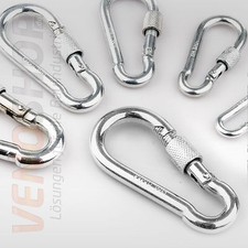 Feuerwehr Karabinerhaken Feuerwehrkarabiner Schraubsicherung verzinkt DIN 5299D