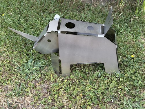 Dekoobjekt edelstahl nashorn - edelstahl,