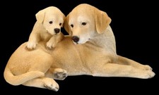 Gartenfigur Hunde - Labrador Retriever mit Welpe - HotAnt Garten Deko Statue