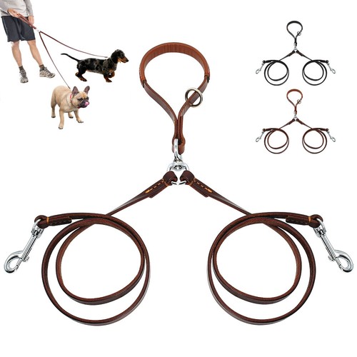 Koppelleine für hunde leder - 2,