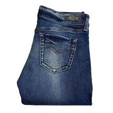 Replay Pearl Jeans Damen W29 L31 Blau Whiskers Slim Straight Stretch Denim Y2K