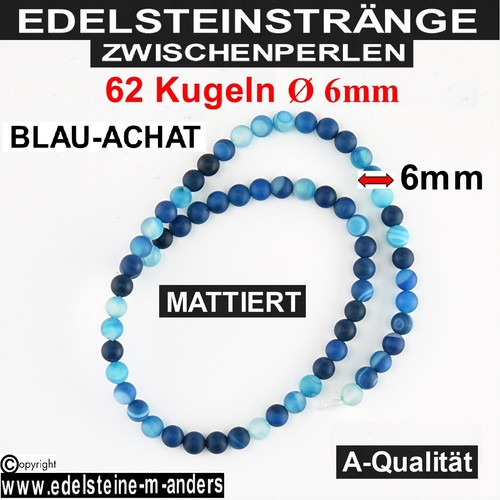 Achat blau perlen kugel strang - achat,