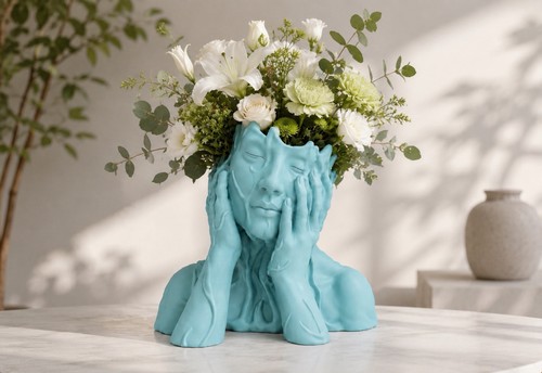 Boho gesichtsvase turquoise - boho,
