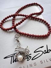 Thomas Sabo Krabbe Krebs Perle silber Zirkonia Perlenkette Koralle Orange 48cm