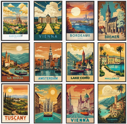 Vintage reise poster stadt - poster,