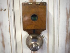 Antike elektrische Klingel Türklingel Türglocke Holzgehäuse Messingglocke 0830