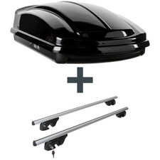 Dachbox LEVUP Space 330 + Dachträger Menabo Sherman für VW Golf 7 Sportsvan AM1