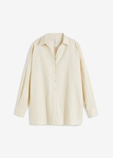 Sommerliche Leinen-Bluse Gr. 44 Hellsand Damenbluse Hemd Shirt Tunika Neu*