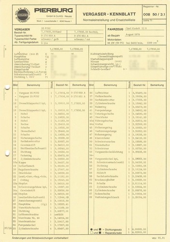 Datenblatt einstelldaten solex - datenblatt,