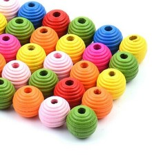 50 Holzperlen 20mm Bunte Holzkugeln Runde Bienenstock Schmuck Basteln Deko H84#2