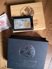 China Drache 2025 Silber 10 Yuan, lim. Premium Edition, Gilded, 3 Oz