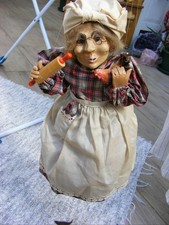 Handgefertigte Marionette "Bauersfrau mit Henne und Nudelholz"  ca. 45 cm groß