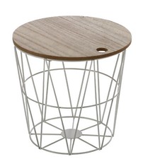 Blumen Hocker mit Aufbewahrungskorb - weiß - Holz Pflanzen Tisch Korb Beistell