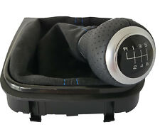 FÜR VW GOLF 5 6 EOS SCIROCCO ALCANTARA SCHALTSACK LEDER SCHALTKNAUF 6 GANG BLAU