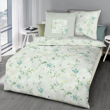 Kaeppel Mako Satin Bettwäsche Birdy Jade 140 x 200 + 70x90 cm