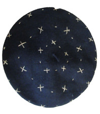 Barett Baskenmütze Italy 100% Wolle schwarz mit Goldkordel bestickt Gr.M neu