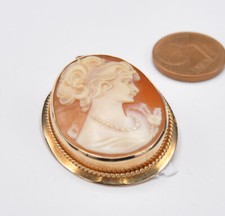 Anhänger Brosche Nadel Gemme Kamee groß 585 Gold Vintage