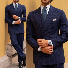 Blau Gestreifter Herrenanzug