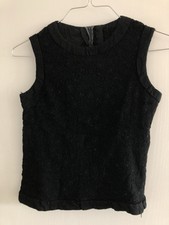 Ärmelloses Top, Schwarz, Spitze, Stickerei, Gr. 36 