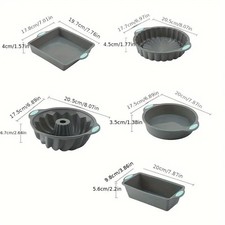 5er-Set Silikon-Backformen – Antihaft, rund & eckig, Brotformen, Kuchenformen