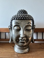 Buddha Kopf  silberfarben 60x40 Cm  Gips