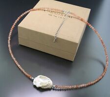 Zuchtperle Mondstein Collier Pinkorange 925 Silber Wert 680 Euro Neu