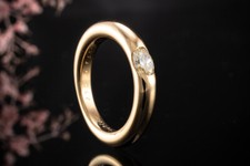 Cartier Ellipse Solitär Ring mit 1 Diamant Ovalschliff in 750er Gelbgold Schmuck