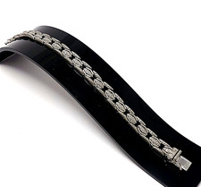 starkes Gliederarmband Armband eckige Elemente gehämmert Struktur 835er Silber