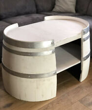 Kurzer Couchtisch aus Weinfasshälften Shabby White | gebrauchtes Weinfass