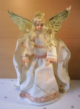 Engel Handarbeit Leinenstoff Hardanger  Wachskopf-Hände  natur lachsfarben