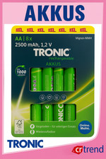 TRONIC AA NiMH Akkus 2500 mAh 1,2V 8er-Pack vorgeladen & wiederaufladbar