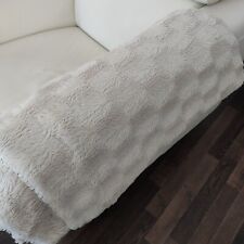 Decke Plait Kuscheldecke Kunstfell 130x200cm creme Sofadecke Deko Wohndecke