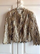 PIO O'KAN Couture: Lingrün/bunte mit Gold verzierte Abendjacke Gr. 36