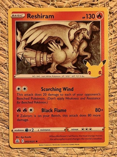 Pokémon reshiram holo - reshiram, 002/025