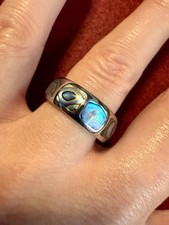 HSE Magnet-Ring mit Muschelkern Edelstahl Ring mit Magnet silberfarben RW 17