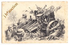 INFANTERIEGESCHÜTZ IN FEUERSTELLUNG * Vintage WW II Künstler-AK von CEFischer !